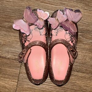 Pink Mary Jane Dress Shoes with Butterfly Decorations